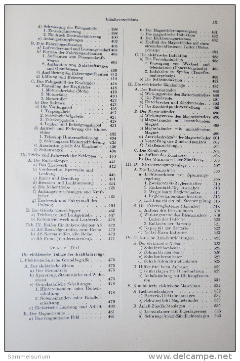 H.Trzebiatowsky "Die Kraftfahrzeuge und ihre Instandhaltung" Lehr- und Nachschlagebuch mit 1171 Seiten, von 1957