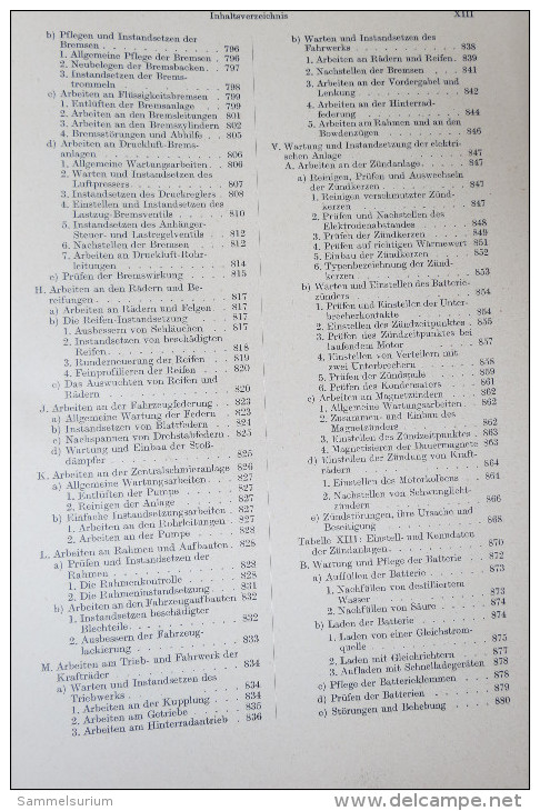 H.Trzebiatowsky "Die Kraftfahrzeuge und ihre Instandhaltung" Lehr- und Nachschlagebuch mit 1171 Seiten, von 1957