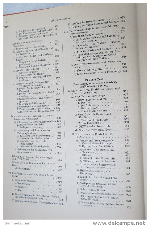 H.Trzebiatowsky "Die Kraftfahrzeuge und ihre Instandhaltung" Lehr- und Nachschlagebuch mit 1171 Seiten, von 1957