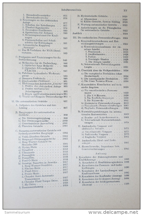 H.Trzebiatowsky "Die Kraftfahrzeuge und ihre Instandhaltung" Lehr- und Nachschlagebuch mit 1171 Seiten, von 1957