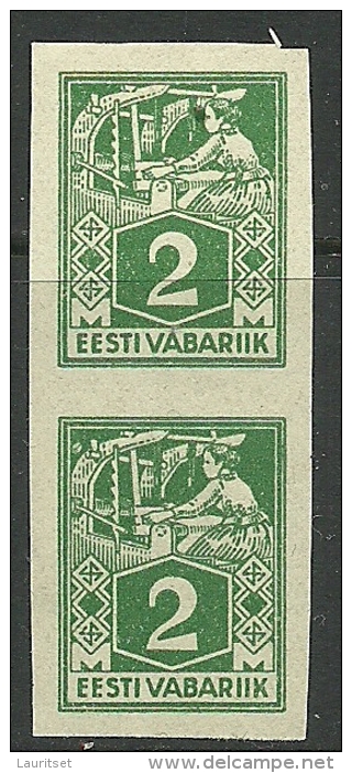 Estonia Estonie 1922 Michel 34 B Weaver In Pair (*) - Estonia