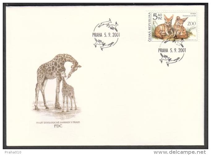 Czech Rep. / First Day Cover (2001/13 A) Praha: ZOO Praha (Fennecus Zerda, Gazella, Giraffa Camelopardalis Rotschildi) - Giraffes