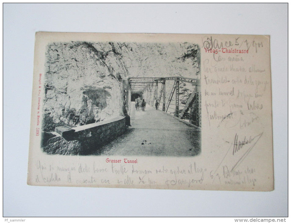 Ansichtskarte 1901 Vrbas - Thalstrasse Grosser Tunnel. Österreich / Bosnien Herzegowina - Bosnia Erzegovina