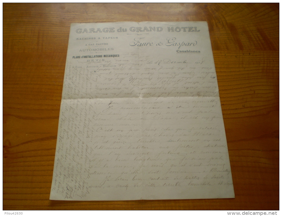 Garage Du Grand Hotel , Machines à Vapeur & à Gaz Pauvre, Automobiles Faure & Gaspard à Casablanca - Other & Unclassified