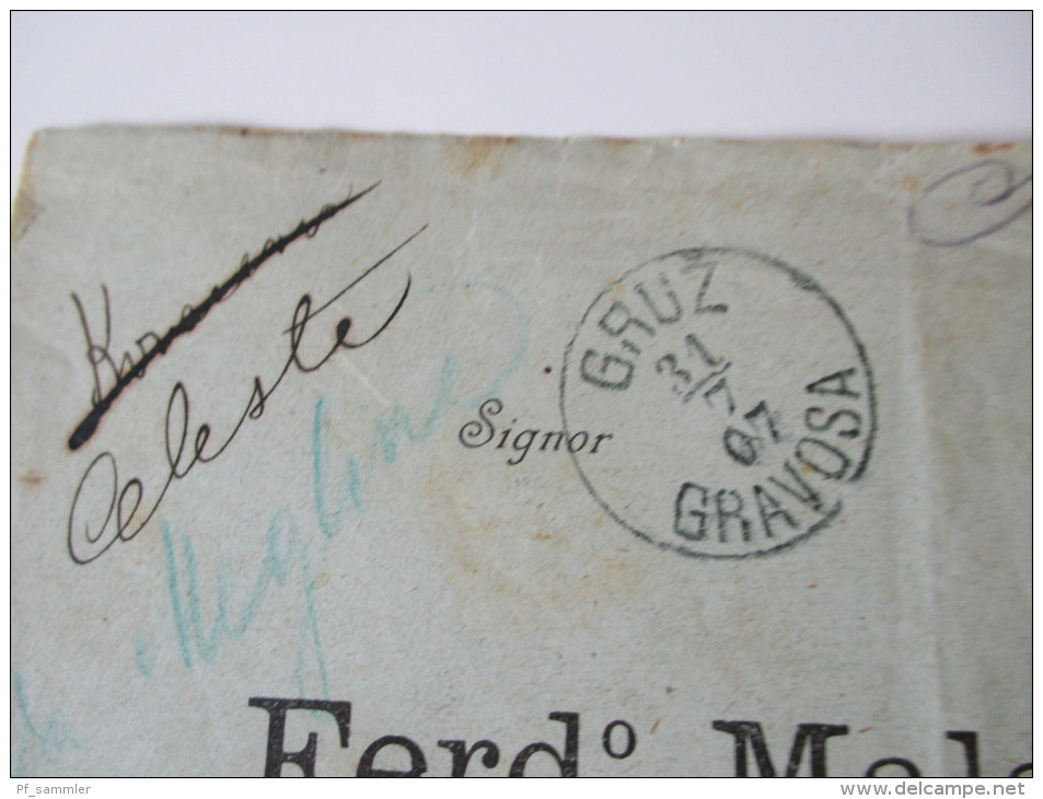 Österreich 1907 Brief Gruz Gravosa - Trieste. Marke Handschriftlich Entwertet / Federzug!! Interessanter Beleg! - Briefe U. Dokumente