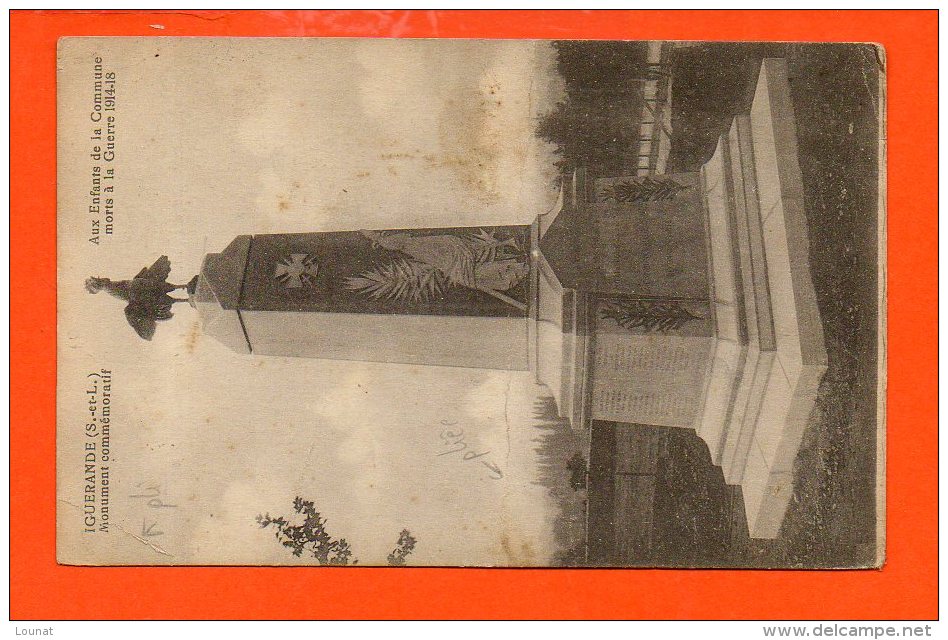 71 IGUERANDE : Monument Commémoratif - Guerre 1914-1918 (état : Pliée - Autres & Non Classés