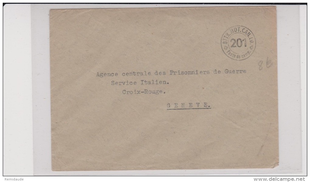 ENVELOPPE MILITAIRE SUISSE - BTTR. MOT.CAN.LD. 201 - POSTE DE CAMPAGNE - Cartas & Documentos