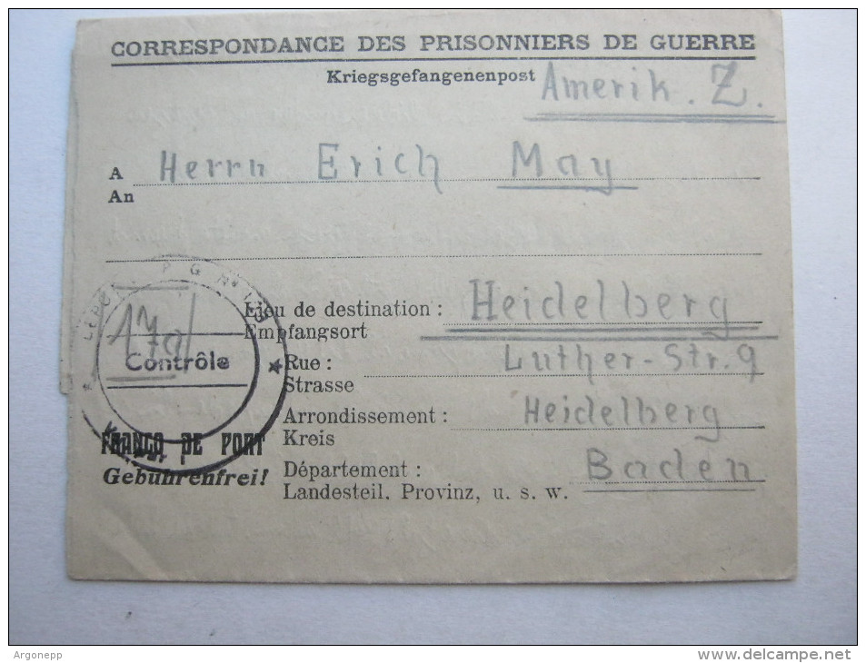 1947, Prisonnier De Guerre, Lager 121  St.Paul D`Eyjeaux, Carte  A Allemagne - Guerre De 1939-45