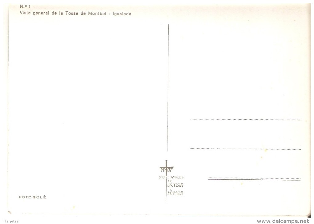 POSTAL DE UNA VISTA DE LA TOSSA DE MONTBUI EN IGUALADA (FOTO SOLE) - Barcelona