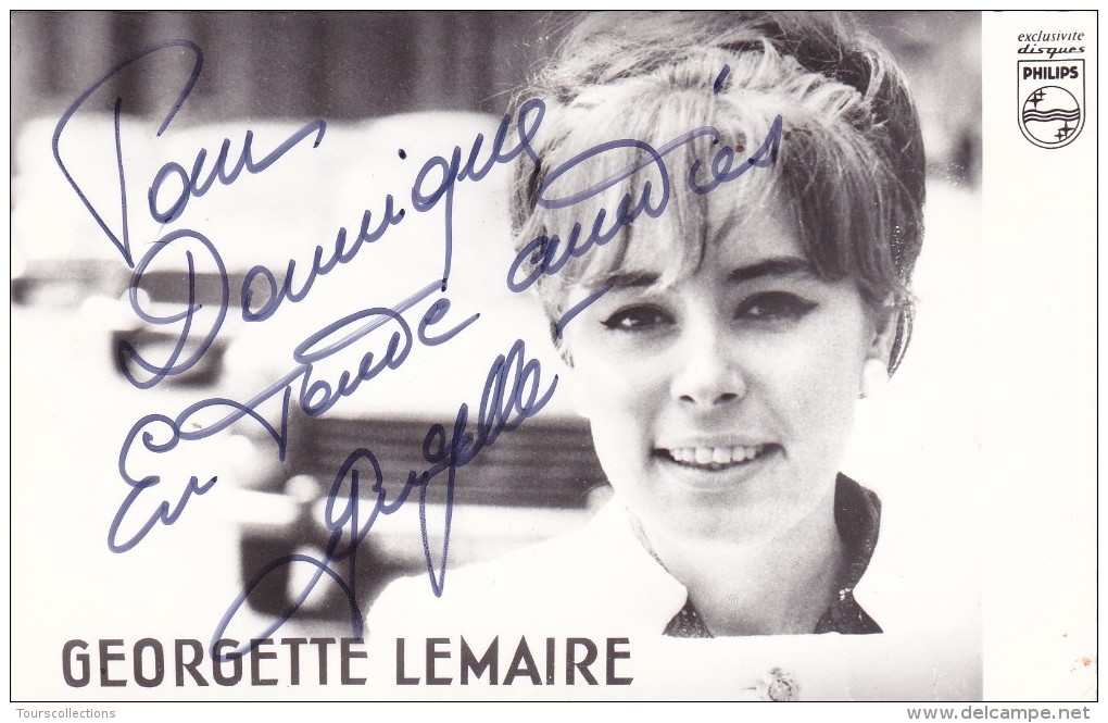 DEDICACE Originale Autographe Georgette LEMAIRE En 1966 @ Disques Philips - Autres & Non Classés