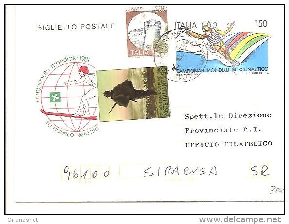 63558) Biglietto Postale  30/10/93  Campionato Mondiale 1981  Sci Nautico Velocità - 1981-90: Storia Postale