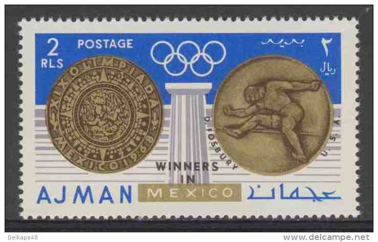 Ajman 1968 Mi 344 A ** High Jumper Dick Fosbury (*1947) USA – “Fosbury Flop” / Hochsprung / Hoogspringen - Zomer 1968: Mexico-City