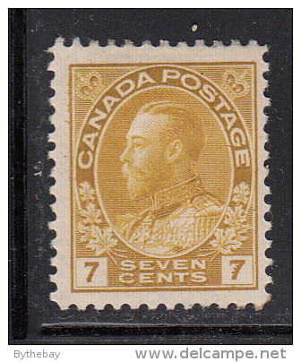 Canada MH Scott #113iv 7c George V Admiral, Greenish Yellow - Unused Stamps