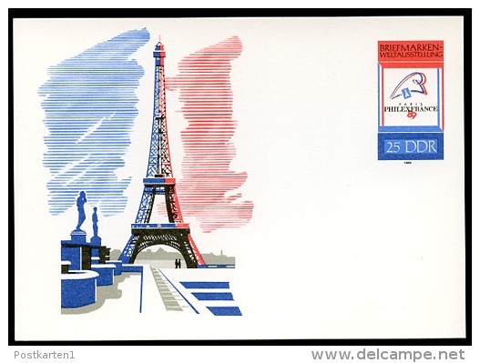 DDR P102 Postkarte EIFFELTUM PARIS ** 1989 Kat. 3,50 € - Cartes Postales - Neuves