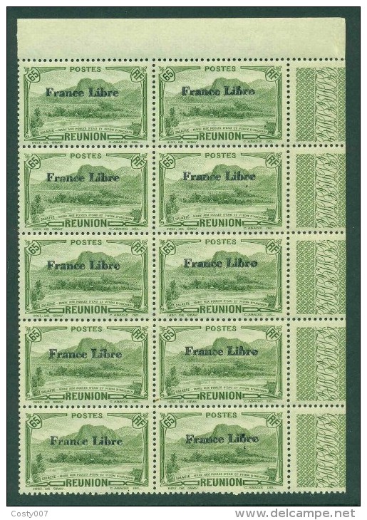 Reunion 1943 Usuals X 10, Block, MNH AG.069 - Neufs