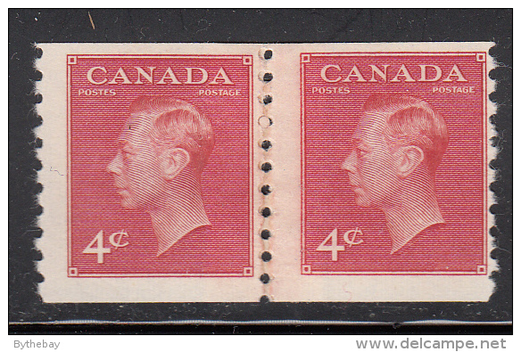 Canada MH Scott #300 4c George VI, Dark Carmine Paste-up Pair - Neufs