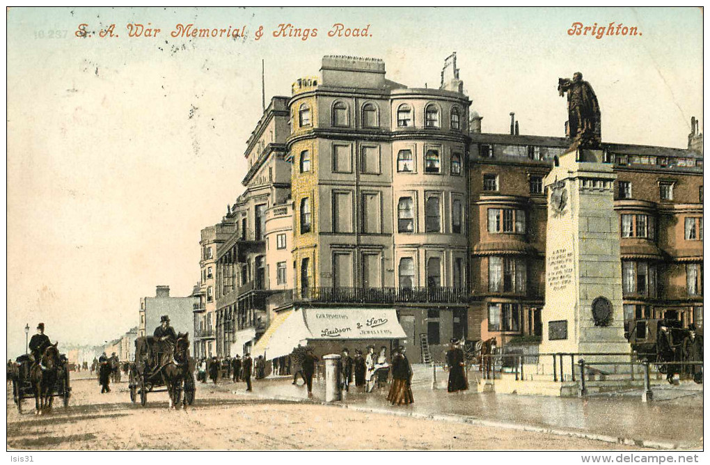 Royaume-Uni - Angleterre - Sussex - Brighton - S. A. War - Memorial & Kings Road - Attelage De Chevaux - état - Brighton