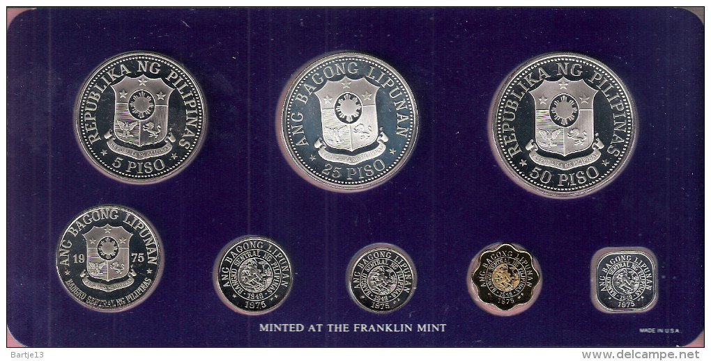 FILIPPIJNEN PROOFSET 1975 WITH 2 BIG SILVER COINS IN ORIGINAL BOX WITH CERTIFICATE - Philippines