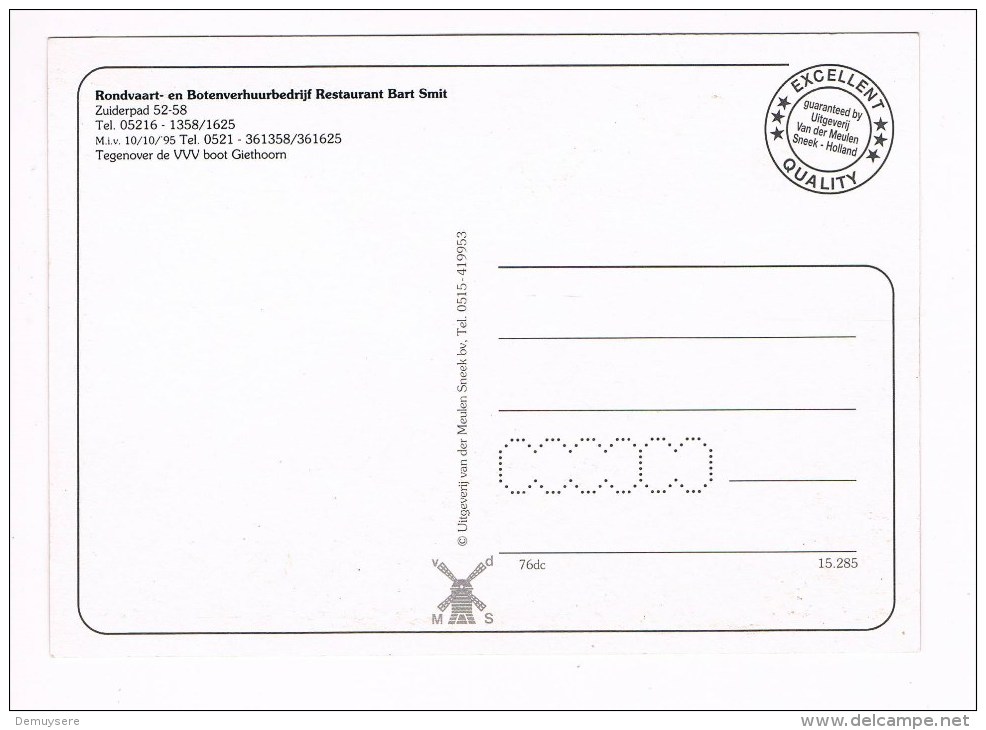 22042 ( 2 Scans ) Cafe Restaurant Botenverhuur Rondvaartbedrijf Fam Smit Giethoorn - Giethoorn