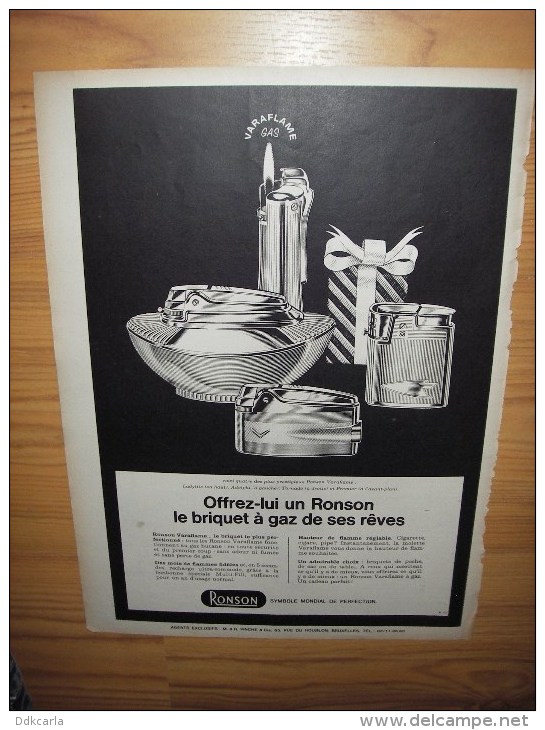 Reclame Uit Oud Tijdschrift 1964 - Ronson Le Briquet à Gaz - Aansteker - Articoli Pubblicitari