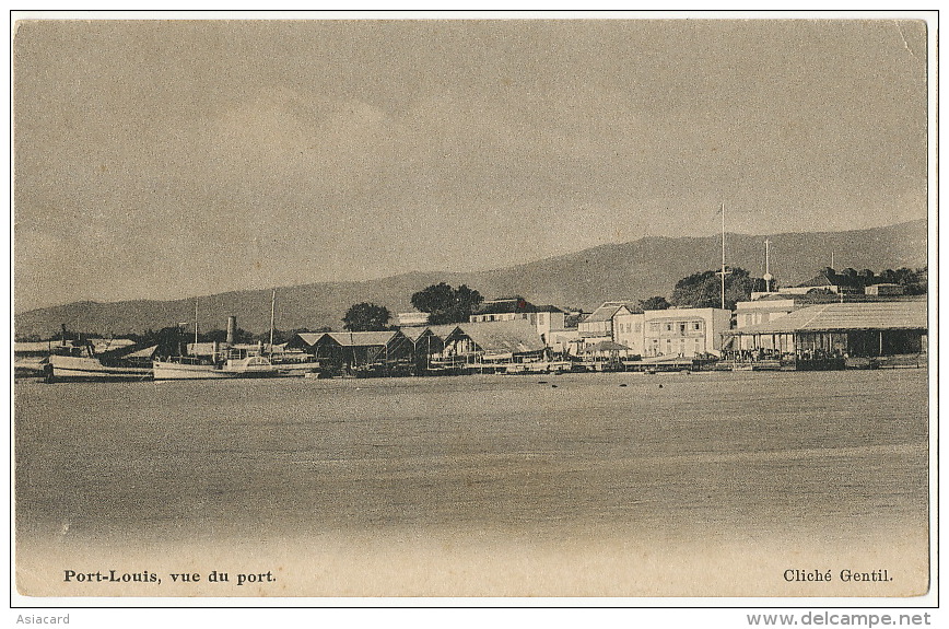 Port Louis Vue Du Port Edit Gentil 38 Guillemin Stamped To Beau Bassin 1910 - Maurice