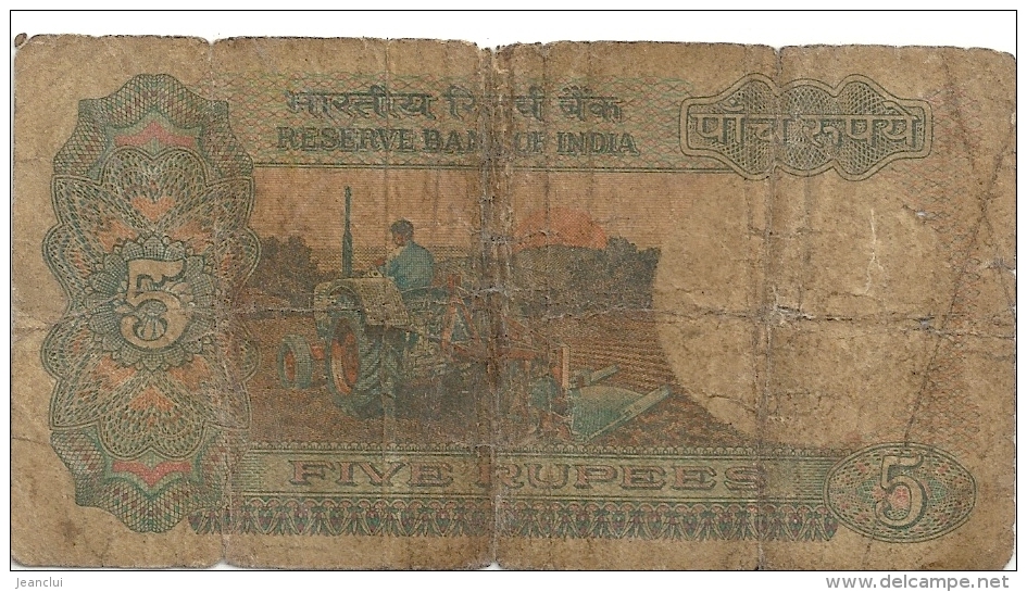 --RESERVE BANK OF INDIA--5.FIVE RUPEES--SERIE 43L--N° 979535---ETAT MOYEN-- - Inde