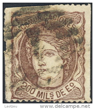 Espagne 1870. ~ YT 109 (Second Choix) - 200 M. Allégorie - Gebraucht