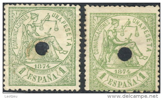 Espagne 1874. ~ YT 148 Par 2 Perforé - 1 P. Justice - Used Stamps