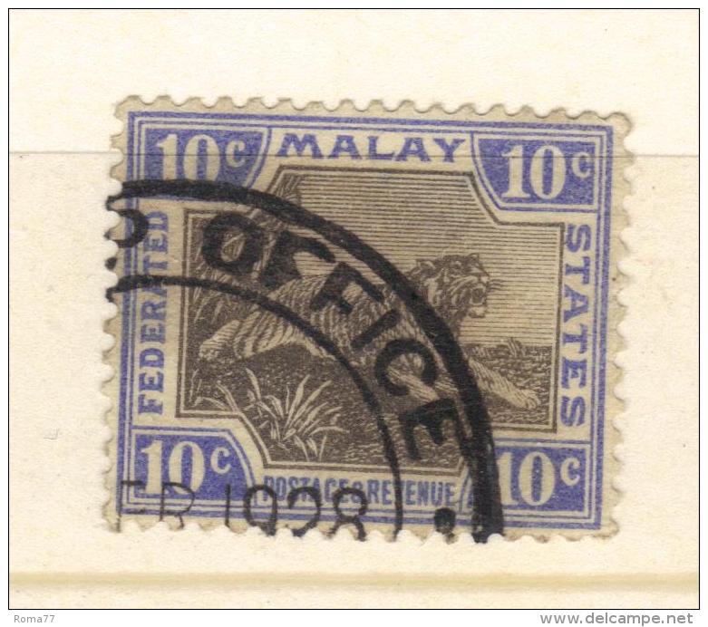 W1131 - MALESIA 1921 ,  Yvert N. 63 Fil CA Corsivo Usato - Federated Malay States