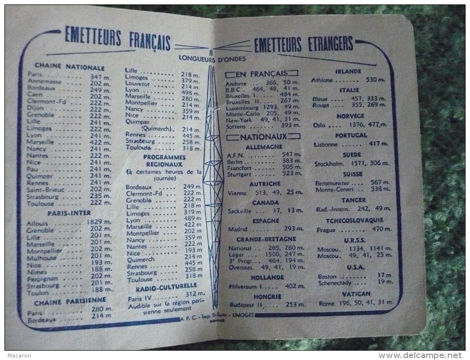 CALENDRIER De POCHE 1956. Publicité RADIO TSF Sonneclair Ducretet Thomson Avec Longueur D'Ondes Emetteurs. Etat TB - Petit Format : 1941-60