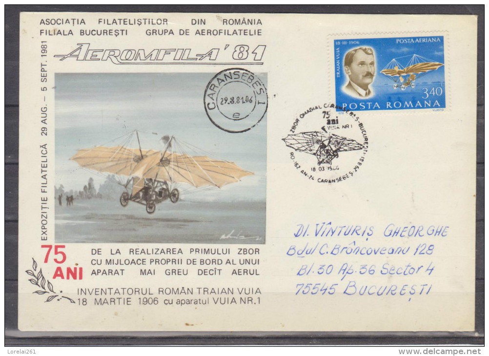 1981 - TRAIAN VUIA   Oblitération Spéciale - Storia Postale