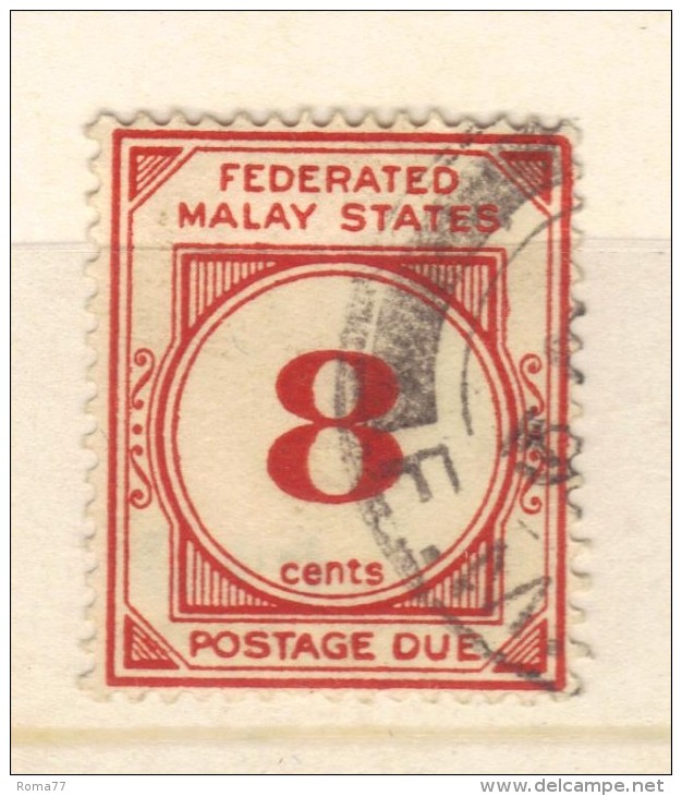 W475 - MALESIA 1925 , Segnatasse 8 Cent Gibbons N. D4w (crown Left CA). - Federated Malay States