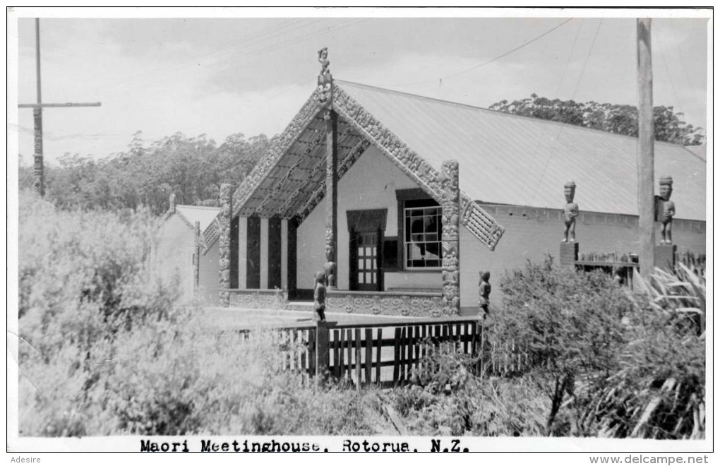 ROTURUA (New Zeeland) - Maori Meetinghouse, Orig.Fotokarte Gel.1965, Kleinformat 14 X 8,7 Cm - Neuseeland