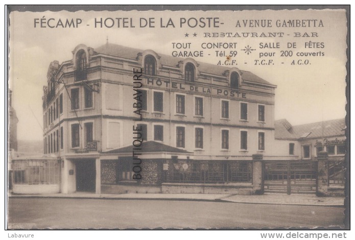 76--FECAMP-HOTEL DE LA POSTE-Avenue Gambetta--Restaurant Bar-tout Confortsalle De Fêtes-garage - Fécamp