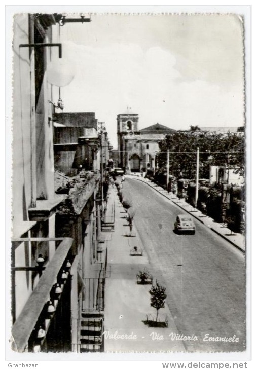 VALVERDE, VIA VITTORIO EMANUELE, B/N, VG 1959, FORMATO 10X15    **** - Catania