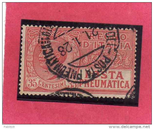 ITALIA REGNO ITALY KINGDOM 1927 1928 POSTA PNEUMATICA EFFIGIE RE VITTORIO EMANUELE EFFIGY KING CENT. 35 USED USATO OBLIT - Pneumatic Mail