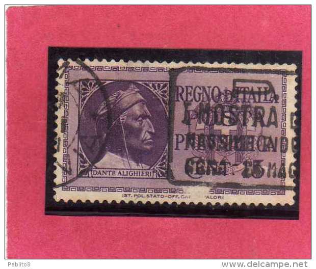 ITALIA REGNO ITALY KINGDOM 1933 POSTA PNEUMATICA EFFIGIE DANTE ALIGHIERI EFFIGY CENT. 15 USED USATO - Posta Pneumatica