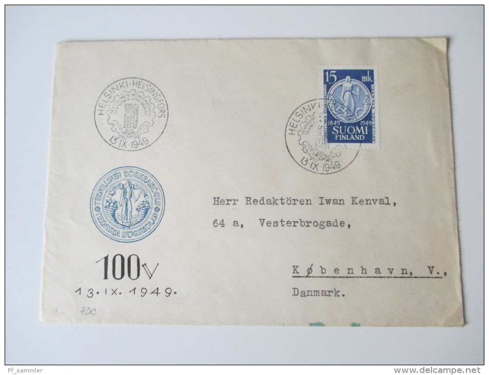 Finnland Nr. 375 FDC 1949 Echt Gelaufen?! - Lettres & Documents