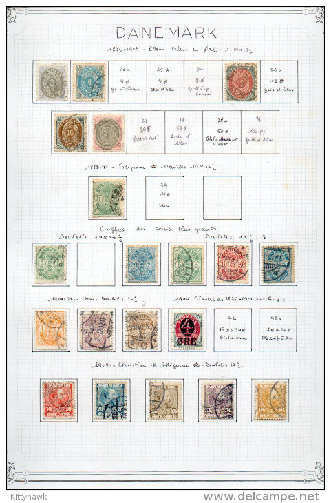 DANEMARK - Sur 16 Feuilles "maison", 220 Timbres De La Période Classique - Collections