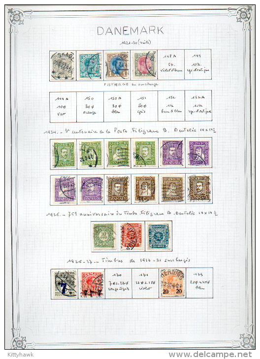 DANEMARK - sur 16 feuilles "maison", 220 timbres de la période classique