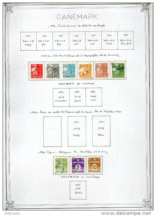 DANEMARK - sur 16 feuilles "maison", 220 timbres de la période classique
