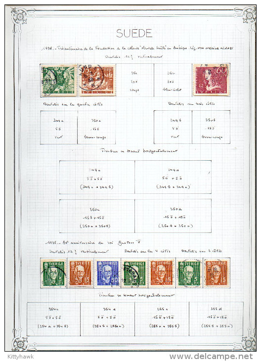 SUEDE - sur 22 feuilles "maison", + 260 timbres de la période classique
