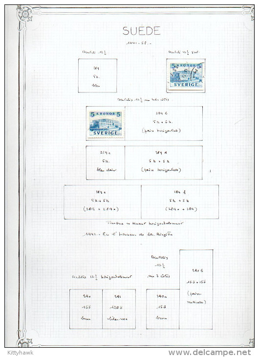 SUEDE - sur 22 feuilles "maison", + 260 timbres de la période classique