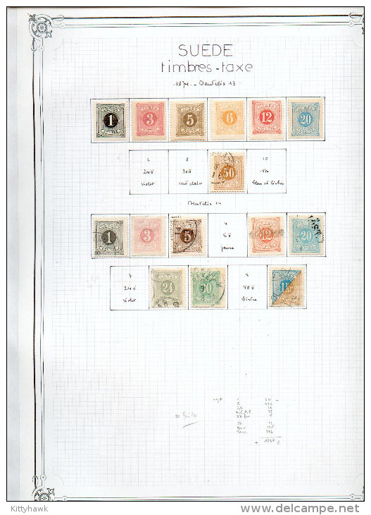 SUEDE - sur 22 feuilles "maison", + 260 timbres de la période classique