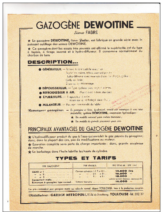 Gazogene Dewoitine-licence Fabre - 1900 – 1949