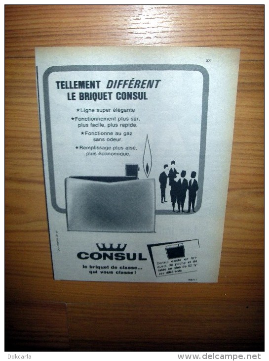 Reclame Uit Oud Tijdschrift 1964 - Le Briquet De Classe ... Consul - Aansteker - Objetos Publicitarios