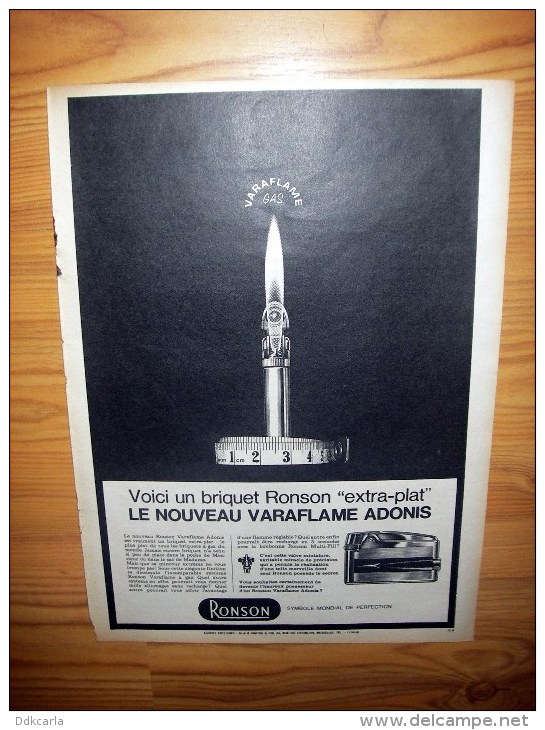 Reclame Uit Oud Tijdschrift 1964 - Briquet Ronson "extra Plat" - Aansteker - Objetos Publicitarios