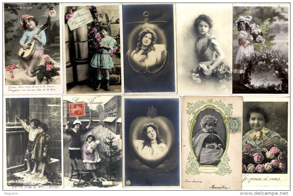 ENFANTS   -  LOT 40 CARTES ANCIENNES - Collections, Lots & Séries