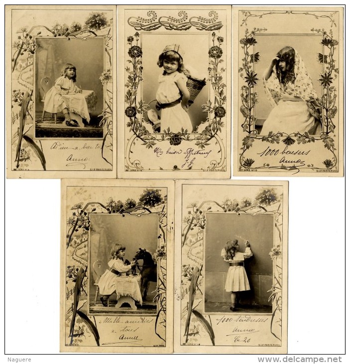 ENFANTS  FILLETTE -  5 CARTES POSTALES ANCIENNES VERS 1900 - Sammlungen, Lose & Serien