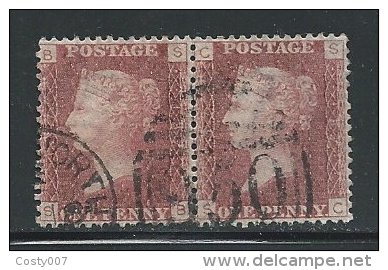 Great Britain 1864 Pair Of 1p Queen Victoria (Plate 137), Used AM.007 - Used Stamps